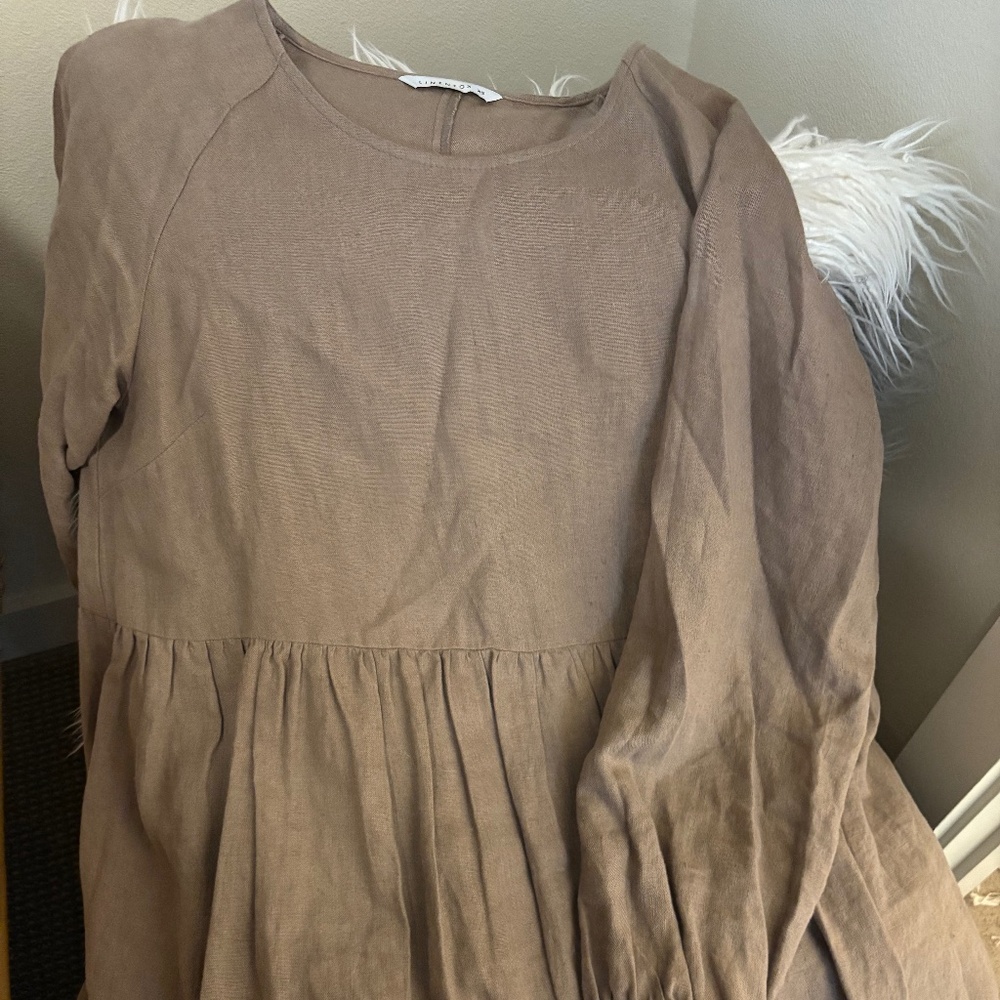 Linenfox Linen Dress in Cocoa Size XS